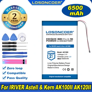 100% оригинал LOSONCOER новый 6500mah аккумулятор к iRiver Astell & Керн AK100II AK120II, MP3 и MP4-плеер Аккумулятор 3 провода разъем