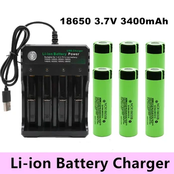 100% Оригинальная литиевая аккумуляторная батарея NCR18650B 3,7 В 3400 мАч 18650 для аккумуляторов фонарика и зарядного устройства USB