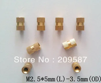 100шт латунных накатных гаек M2.5 * 5 мм (L)-3.5 мм (OD) вставка с метрической резьбой