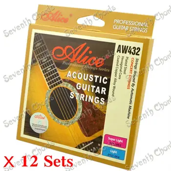 12 Комплектов Акустической Гитары в стиле Alice AW432 Стальные Струны С покрытием Из Медного Сплава (011 и 012 на выбор)