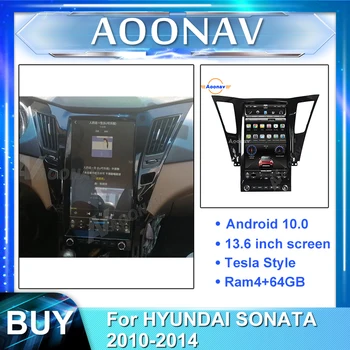 13,6-дюймовый 2din автомобильный мультимедийный плеер Android 10,0 для HYUNDAI SONATA 2010-2014, стереосистема, головное устройство, GPS-навигация