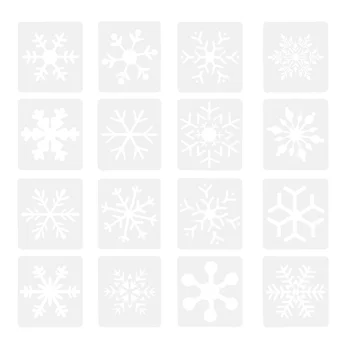 16 Листов Трафаретов в виде снежинок Рождественский подарок Рождественские Трафареты Шаблоны для рисования своими руками