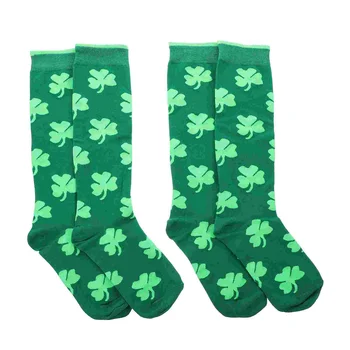 2 пары хлопчатобумажных носков с рисунком трилистника в честь Дня Святого Патрика, сувениры для вечеринок St Patricks