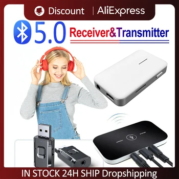 Bluetooth-совместимый Аудиоприемник5.0 Передатчик 3,5 мм AUX Разъем Музыкальный Беспроводной Стерео Аудио Адаптер для ТВ Динамиков Автомобильного Плеера