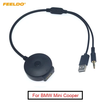 FEELDO Автомобильный Беспроводной Модуль Bluetooth Приемник AUX 3,5 мм Разъем и USB Музыкальный Адаптер AUX Кабель Для BMW Mini Cooper Kit #CT6260