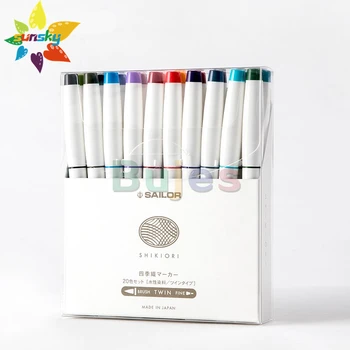 Japan Sailor SHIKIORI SEASONS series 20 цветная ручка-краситель на водной основе, акварельная ручка с двойной головкой, мягкая кисть для рисования, художественные принадлежности