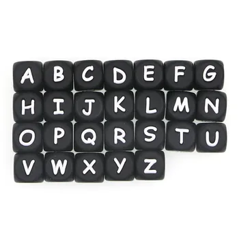 Kovict 10шт 12мм Черные силиконовые бусины с буквами алфавита для изготовления ювелирных изделий Буквы для браслетов Ювелирные Аксессуары