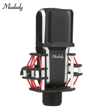 Muslady 26-миллиметровый мембранный конденсаторный микрофон XLR Студийный комплект кардиоидных конденсаторных микрофонов с микрофонной стойкой и переносным чехлом для переноски