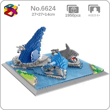 PZX 6624 Животный Мир Акула Дельфин Кит Рыба Ледяное Море Река 3D Мини Алмазные Блоки Кирпичи Строительная Игрушка для Детей Подарок без Коробки