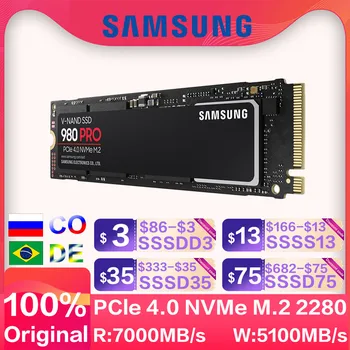SAMSUNG SSD M2 980 PRO новый продукт твердотельный накопитель 250 ГБ 500 ГБ 1 ТБ 2 ТБ PCIe 4.0 M.2 NVMe со скоростью до 7000 МБ/с для настольного компьютера