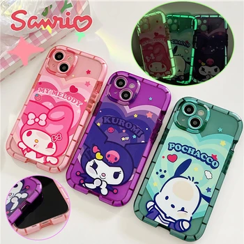 Sanrio Kuromi Чехол для Телефона iPhone 14 13 11 12 Pro Max XR XS Plus Melody Night Light Противоударный Мягкий Чехол Симпатичная Светящаяся Оболочка
