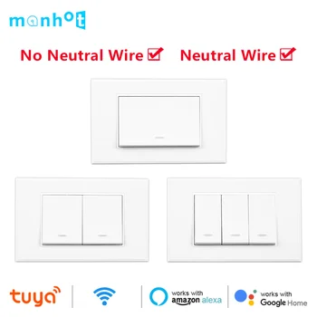 Tuya WiFi умный кнопочный Прерыватель Switches110-220v 1/2/3Gang Физический Выключатель лампы умный дом работает с Google Home Alexa