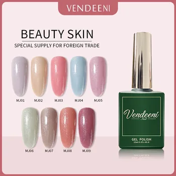 Vendeeni 9 Цветов Гель-лак с блестками Стойкий Красочный впитывающийся УФ-гель-лак для салонного дизайна ногтей