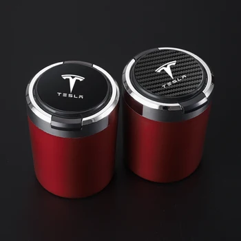 Автомобильные аксессуары пепельница с открытой кнопкой Светодиодная Нержавеющая сталь пластик для Tesla Модель 3 Модель Y модель S для стайлинга автомобилей