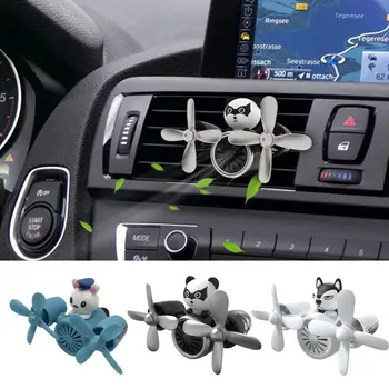 Автомобильный освежитель воздуха с двойным вентилятором, Долговечный Устраняющий Неприятные запахи, автомобильный диффузор Cute Panda Pilot, духи для выхода воздуха