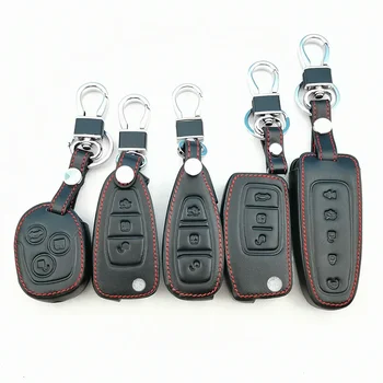 Автомобильный стайлинг Кожаный автомобильный брелок для ключей, набор наклеек, протектор для ford Mondeo Fiesta Focus C-Max KA GALAXY remote holder