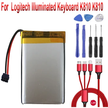 Аккумулятор емкостью 1800 мАч 533-000114 для Logitech IIIuminated Keyboard K810 K810 + USB-кабель + toolki