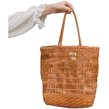 Аутентичная Женская винтажная тканая сумка на одно плечо из натуральной коровьей кожи, женская вязаная пляжная сумочка, женская сумочка