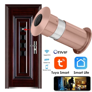 Безопасность Дверного глазка Tuya 1080P 1.8/1.7/1.6 широкоугольный объектив FishEye CCTV Network Mini Peephole Door WiFi Camera P2P ONVIF