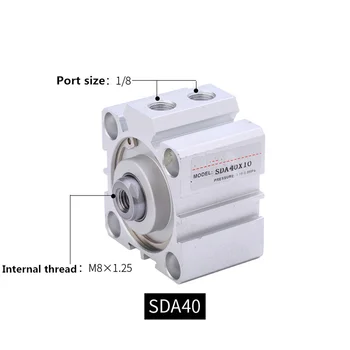 Бесплатная доставка Тонкий цилиндр серии SDA40 с ходом от 5 мм до 100 мм Пневматические компоненты воздушного цилиндра из алюминиевого сплава