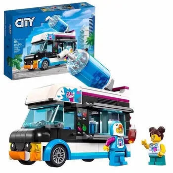 В наличии 2023 Новый городской летний автомат для льда Penguin Slushy Van, подходящий для 60384 строительных блоков, кирпичей, детских игрушек, подарков на День рождения