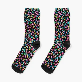 Вечеринка конфетти с разноцветными лепестками цветов - Черные носки happy, нескользящие дизайнерские мужские носки для женщин