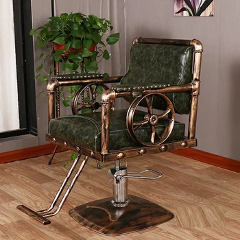 винтажные американские железные Парикмахерские кресла Мягкий Салонный стул для салона Красоты Ретро-кресло для регулировки макияжа офисная мебель для парикмахерской
