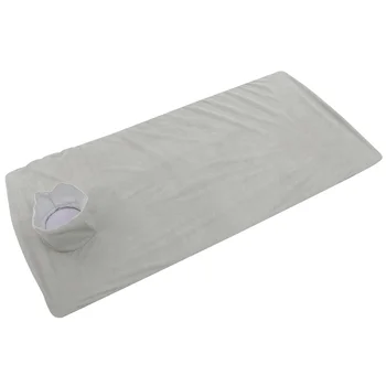 Водонепроницаемая простыня для массажного стола, практичное покрывало для массажной кровати с отверстием для лица (серое)