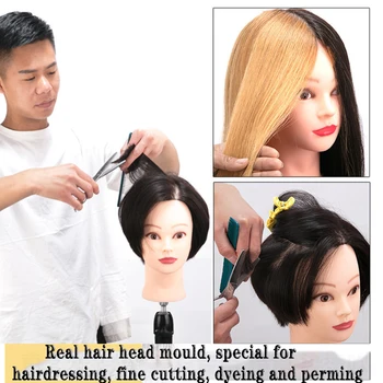 Голова с настоящими человеческими волосами, модель головы-манекена, голова-манекенщица, голова для парикмахерской практики, химическая завивка, окрашивание и выдувание, голова куклы с настоящими волосами