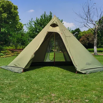 Горячая палатка Типи на 4-6 человек с домкратом для печки Кемпинговая Пирамидальная палатка-вигвам для кемпинга на открытом воздухе, пеших прогулок с рюкзаком