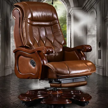 Дизайнерское роскошное офисное кресло из прочной кожи коричневого цвета, игровое кресло для медитации, эргономичный компьютерный игровой стул Cadeira Gamer, мебель