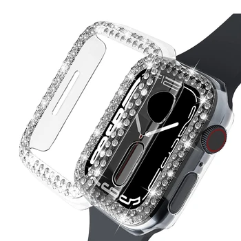 Для apple watch 7 чехол 41 мм 45 мм Bling Diamond защитный бампер для iwatch 7 45 мм 41 мм чехол для женщин девочек покрытие PC shell cover