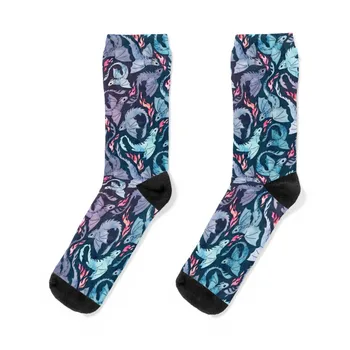 Драконий огонь темно-бирюзовые и фиолетовые Носки с яркой подвязкой crazy Socks Для Женщин Мужские
