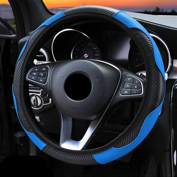 Дышащая Противоскользящая Крышка Рулевого Колеса Автомобиля из Углеродного Волокна для Volkswagen VW Touareg Golf 4 5 3 GTI POLO CC Passat B5 B6 B7