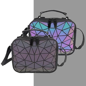 Женские лазерные светящиеся голографические сумки, сумки через плечо для женщин, сумка через плечо, геометрическая клетчатая голограмма, маленькие квадратные сумки
