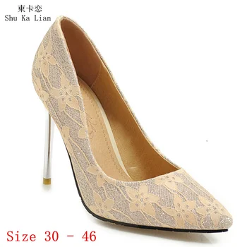 Женские туфли-лодочки на высоком каблуке, туфли на шпильке, женские вечерние свадебные туфли, маленькие каблуки, большие размеры 30-46