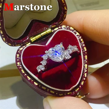Женское кольцо с муассанитовым бриллиантом в форме сердца весом 1 карат, обручальные кольца из белого золота 925 пробы с покрытием из серебра 18 карат, ювелирное кольцо для женщин