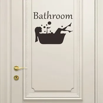 Классический логотип ванной комнаты Наклейки на дверь ванной комнаты Декоративные наклейки на стены Наклейки самоклеящиеся