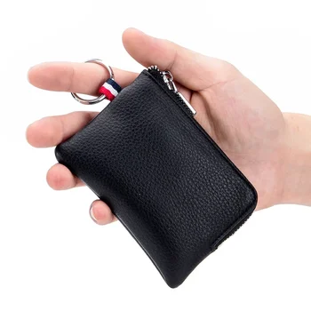 Кожаный кошелек для монет, мини-ультратонкий маленький кошелек из мягкой воловьей кожи, сумка для монет на молнии, сумка для водительских прав, ключей, держатель для карт
