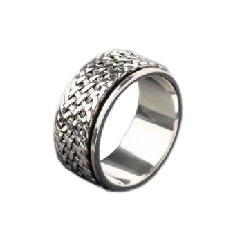 кольцо с настоящим вращающимся плетением шириной 10 мм для мужчин и женщин, двухслойные кольца из стерлингового серебра S925 Пробы, Изысканные ювелирные изделия, подарки