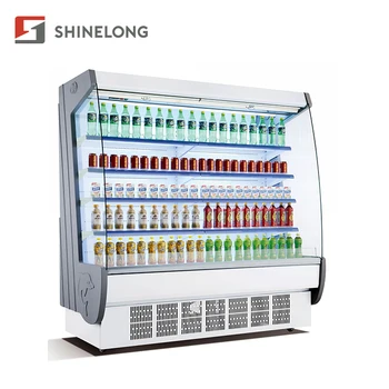 Коммерческий многопалубный открытый чиллер для супермаркетов, вертикальный витринный холодильник-охладитель