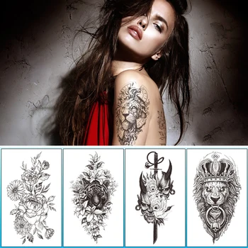 Креативная Маленькая Наклейка с тотемной татуировкой на всю руку, Модные Цветы Лилии, Наклейка с татуировкой на теле, Животные, Мужские И женские Наклейки с тотемной татуировкой
