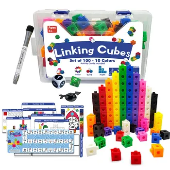 Кубики Монтессори Rainbow Link, Развивающие игрушки, Набор карточек, Математика, Обучение счету, Сложенные кубики, Сенсорные игры, Детские игрушки