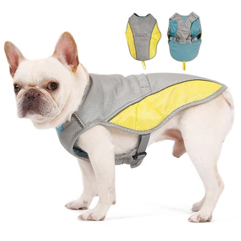 Летний охлаждающий жилет для собак, Охлаждающая куртка, Регулируемая сетка, Светоотражающий слой, быстросъемный, Одежда для ошейников для домашних животных