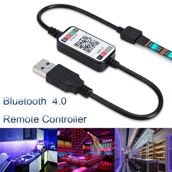 Мини-диммер со светодиодным приложением, bluetooth-совместимый контроллер RGB SMD5050 5V 4pin USB, цветомузыка для домашних умных полосовых светильников
