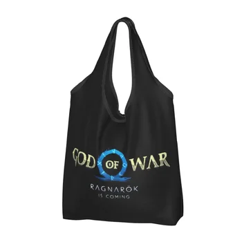 Многоразовые сумки для покупок God Of War 2 Ragnarok Is Coming для продуктов Складные сумки для продуктов, Моющиеся Большие сумки-тоут