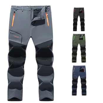 Мужские спортивные брюки для активного отдыха Зимние ветрозащитные водонепроницаемые теплые флисовые походные брюки Softshell для путешествий, кемпинга, катания на лыжах, армейские брюки
