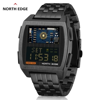 Мужские цифровые часы в стиле милитари 2022, ретро Промышленный металлический стиль, водонепроницаемые 50-метровые спортивные часы для мужчин, мировое время, мужские часы