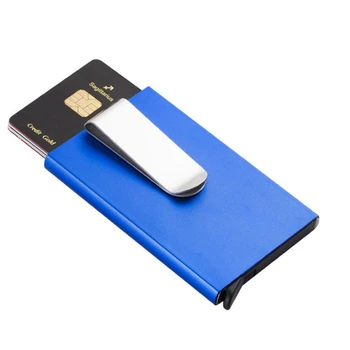 Новый мини-кошелек с держателем карты из алюминиевого сплава RFID, Антимагнитный Металлический мужской футляр для кредитных удостоверений личности, маленький тонкий кошелек с зажимом для доллара