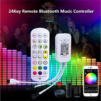 Новый Светодиодный Контроллер Bluetooth DC5-24V 24key IR Remote Smart APP Pixel Dimmer Controller Для WS2812B WS2811 LED Pixel Strip Module